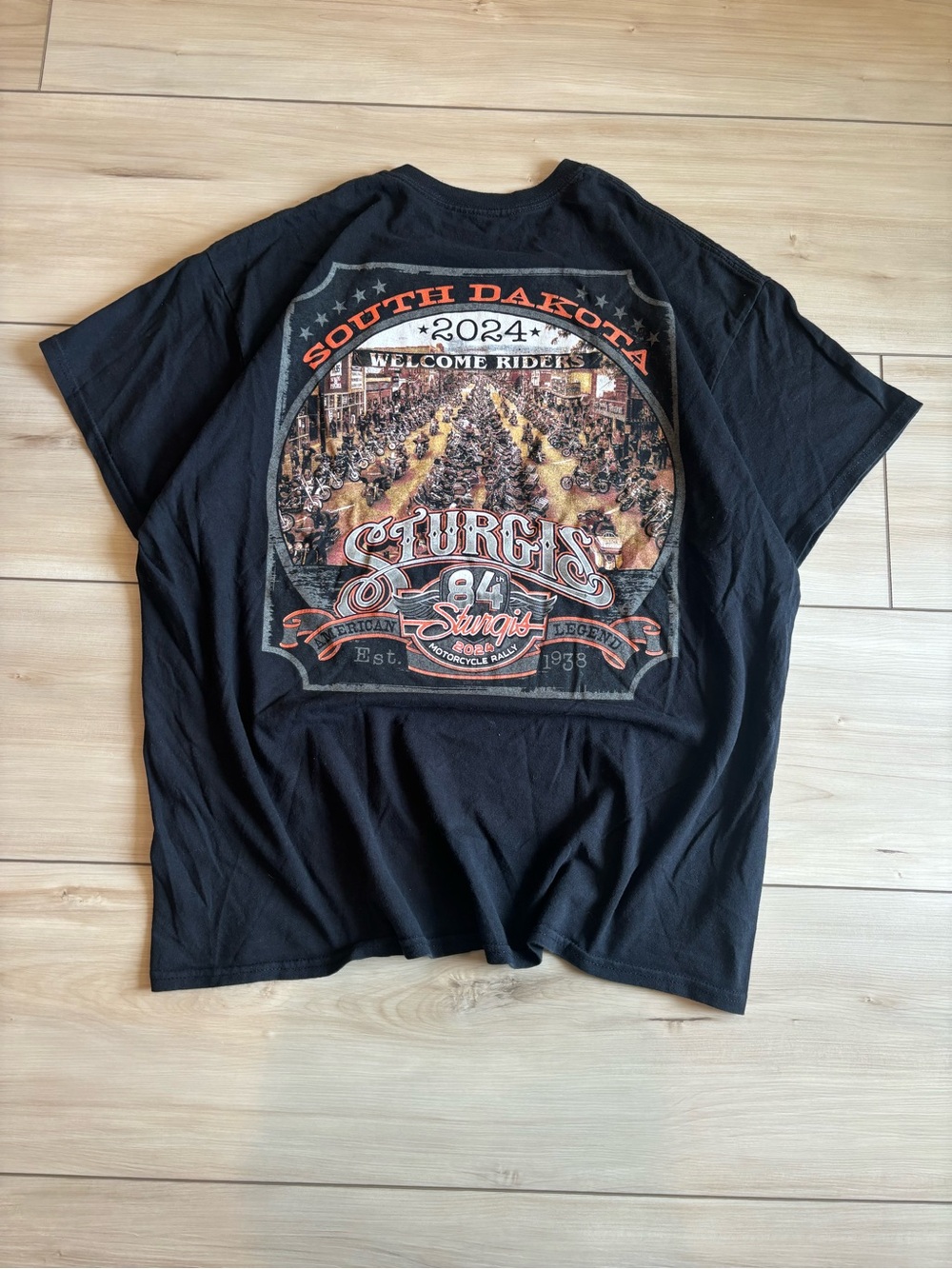 Harley-Davidson Motorcycle Black Sturgis 2024 grunge Mens Y2K Graphic Tee